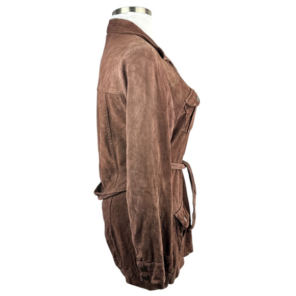 Lilly Pulitzer Soft Lamb Suede Jacket Brown Belted Button Lined XL Rare HTF - Picture 13 of 16